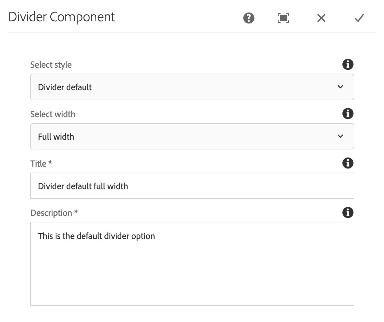 Default divider options