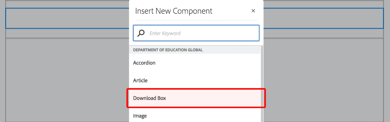 Select the download box from the list of components