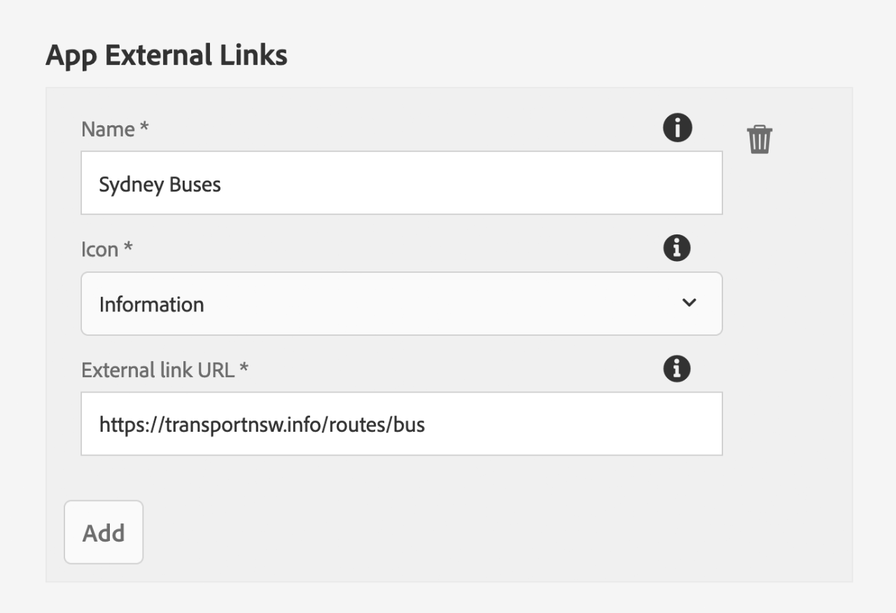 Add a link to an external website