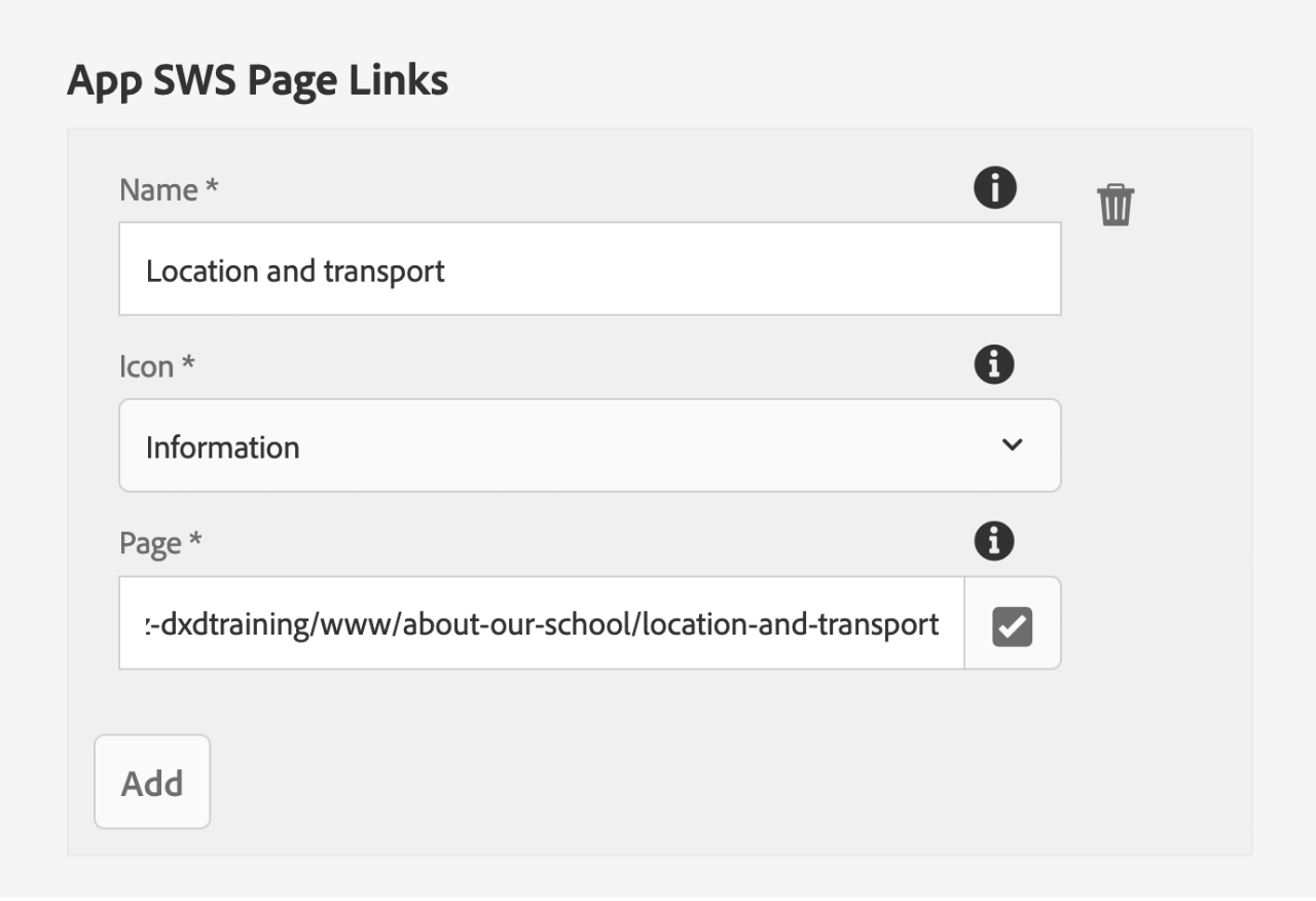 Add a link to a page on your website
