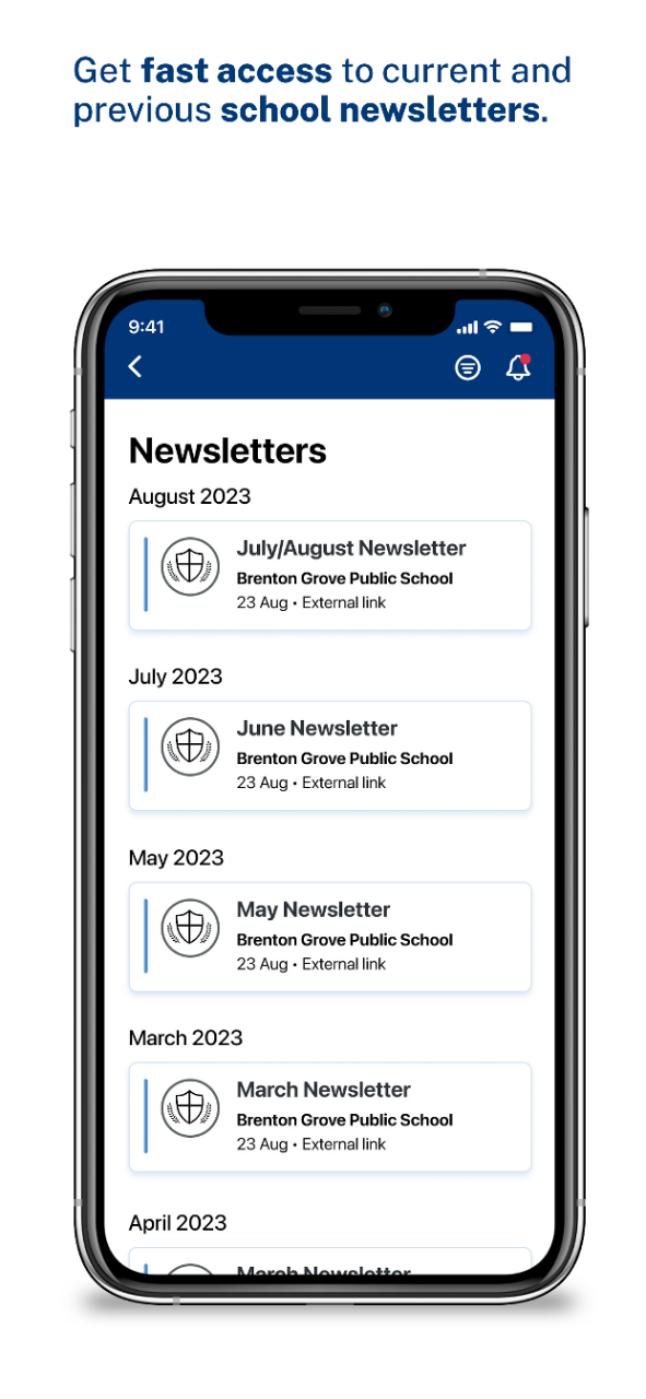 Get fast access to current and previous school newsletters.