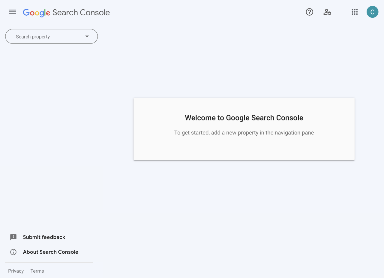 Google search console screen